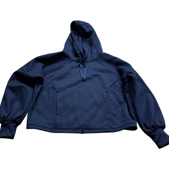 PrAna Size S Nautical Blue Navy Ziller Wool Blend Cropped Hoodie Sweatshirt - Picture 2 of 15